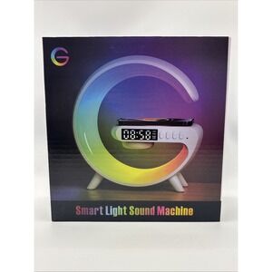 Google Alarm Clock Bluetooth Speaker Atmosphere Light Cordless Phone Charger WHT